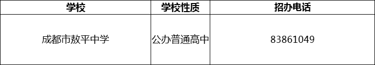 2024年成都市敖平中學招辦電話是多少？
