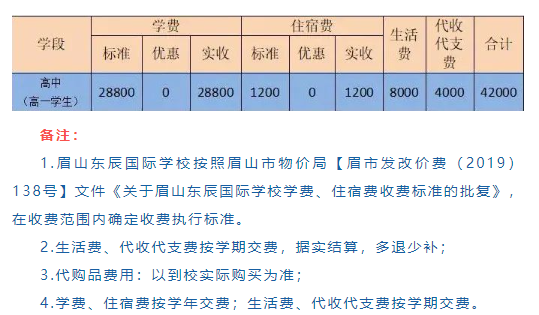 2025年眉山市眉山東辰國際學校學費多少錢？