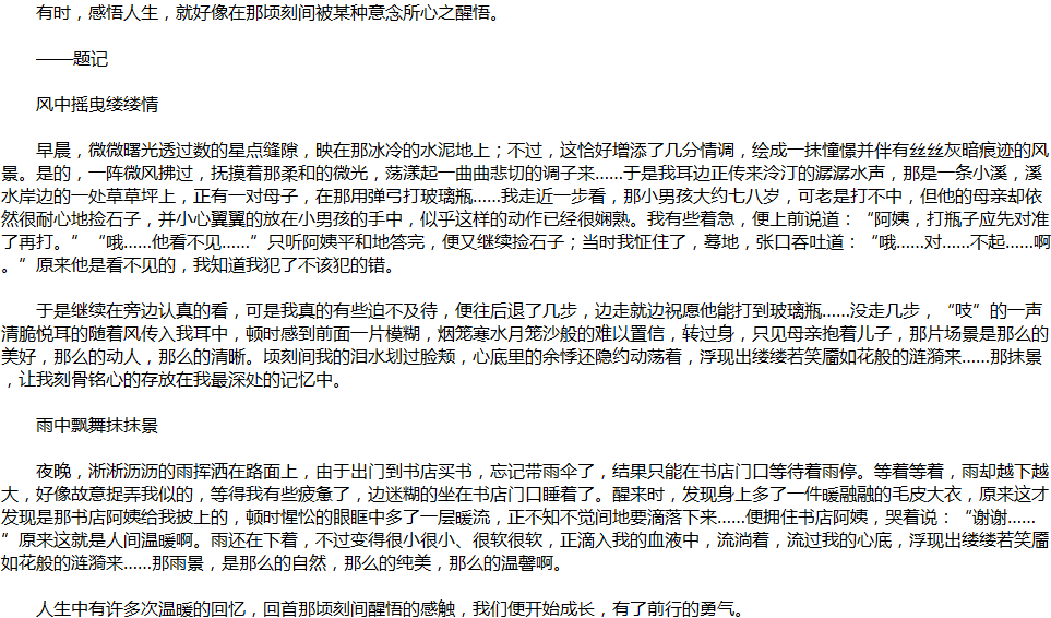 2020年中考滿分作文說明文參考范文：那時(shí)，我淚流滿面